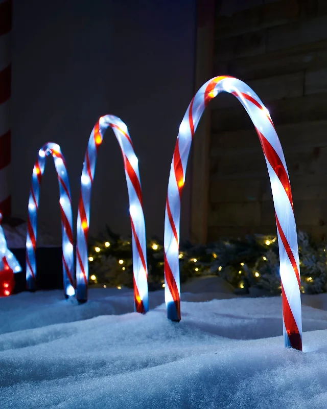 Christmas Gift Baskets Set of 4  Candy Cane Arch Pathway Stake Lights, 50 cm