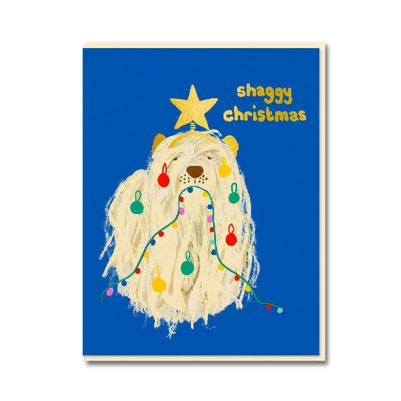 Holiday Season Shaggy Dog Christmas Holiday Greeting Card