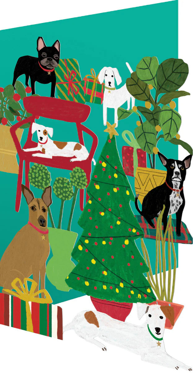 Christmas Magic Shaggy Dogs Lasercut Christmas Card Pack of 5