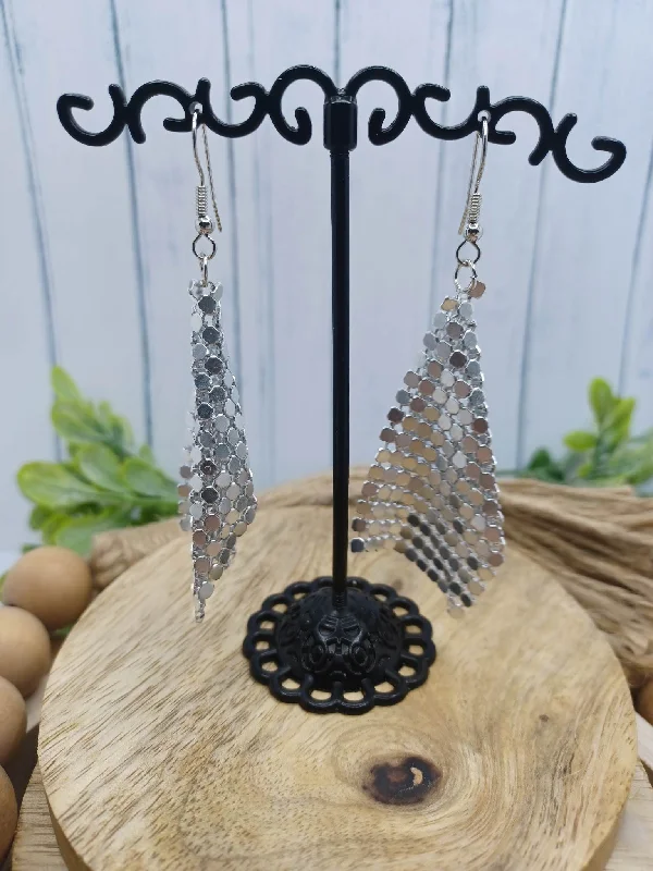 Christmas Holiday Songs Silver Chain Style Earrings