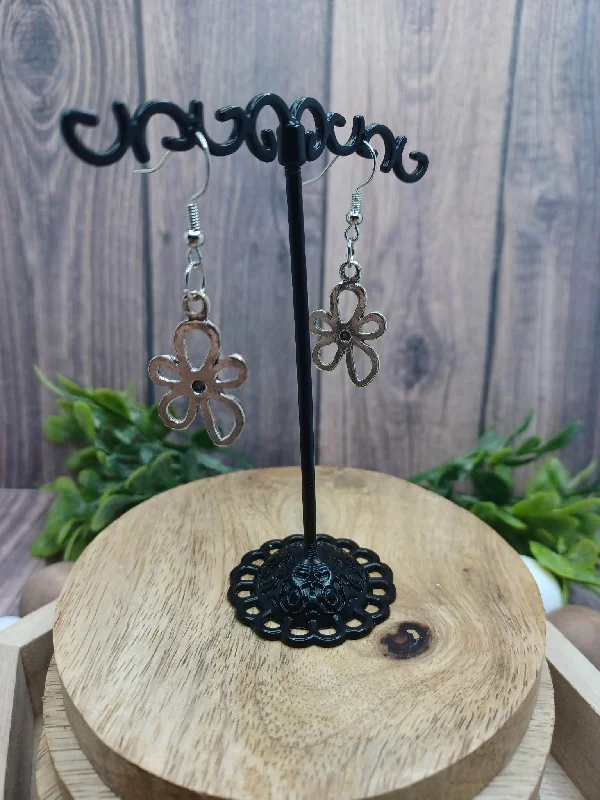 Christmas Jolly Vibes Silver Flower Style Earrings