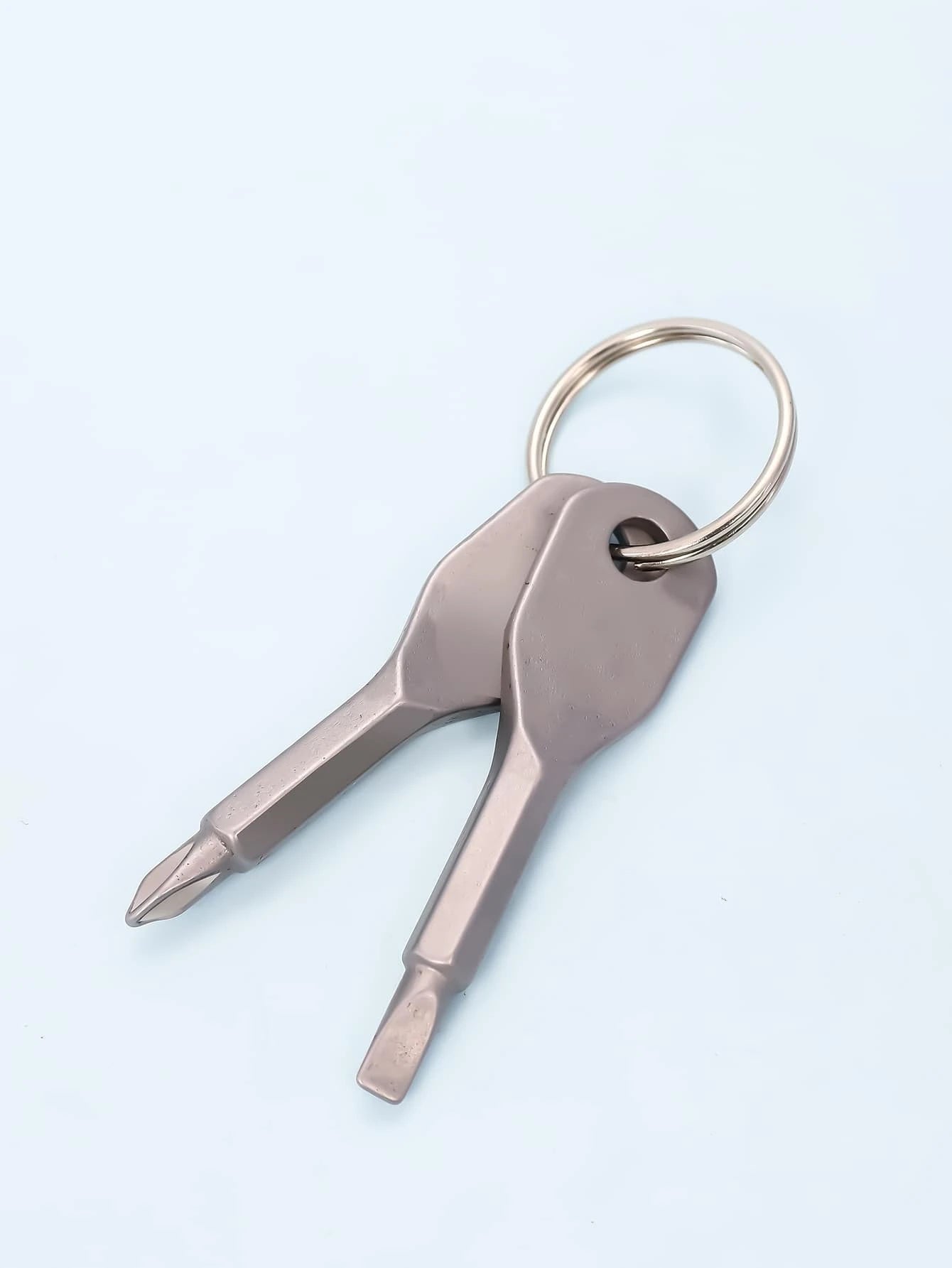 Christmas Fireplace Mantel Silver Keychain Hand tool - Phillips & Flat Head Keychain