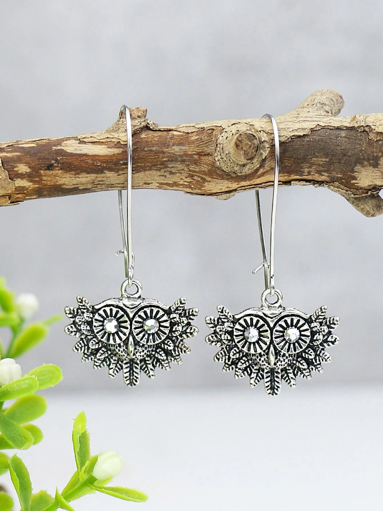 Christmas Cinnamon Rolls Silver Owl Earrings