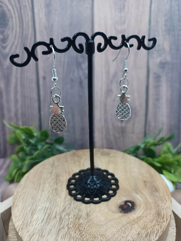 Christmas Tree Glitter Silver Pineapple Earrings