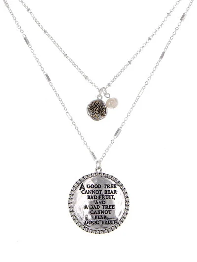 Silver Double Layered Tree of Life Necklace