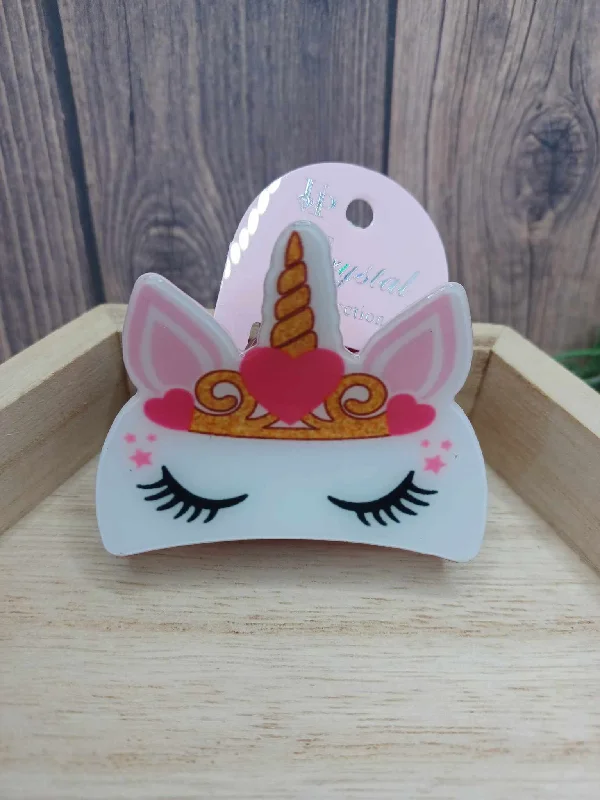Christmas Hot Chocolate Sleeping Unicorn w/ Floral Headband Hair Claw Clip w/ Hearts
