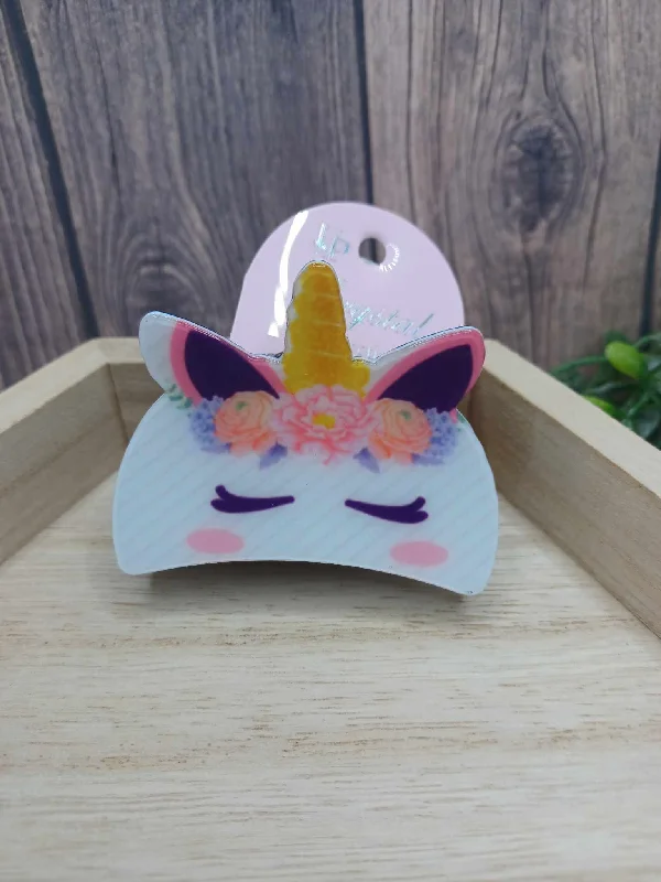 Christmas Holiday Fun Sleeping Unicorn w/ Floral Headband Hair Claw Clip w/ Purple Ears Christmas Holiday Fun Sleeping Unicorn w/ Floral Headband Hair Claw Clip w/ Purple Ears
