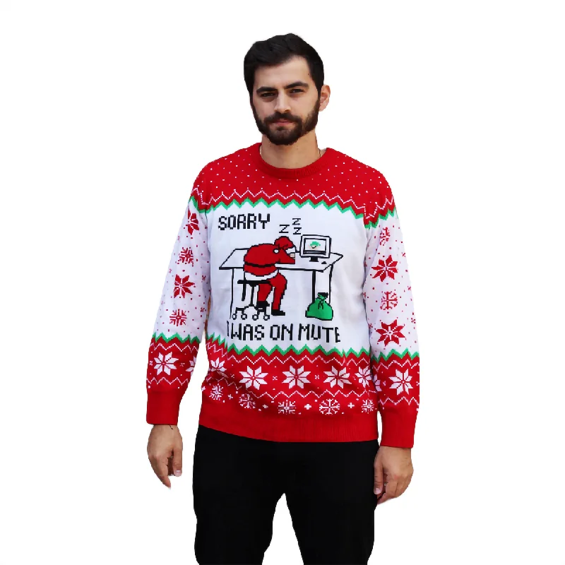 Christmas Tree Sleepy Santa On Mute Sweater