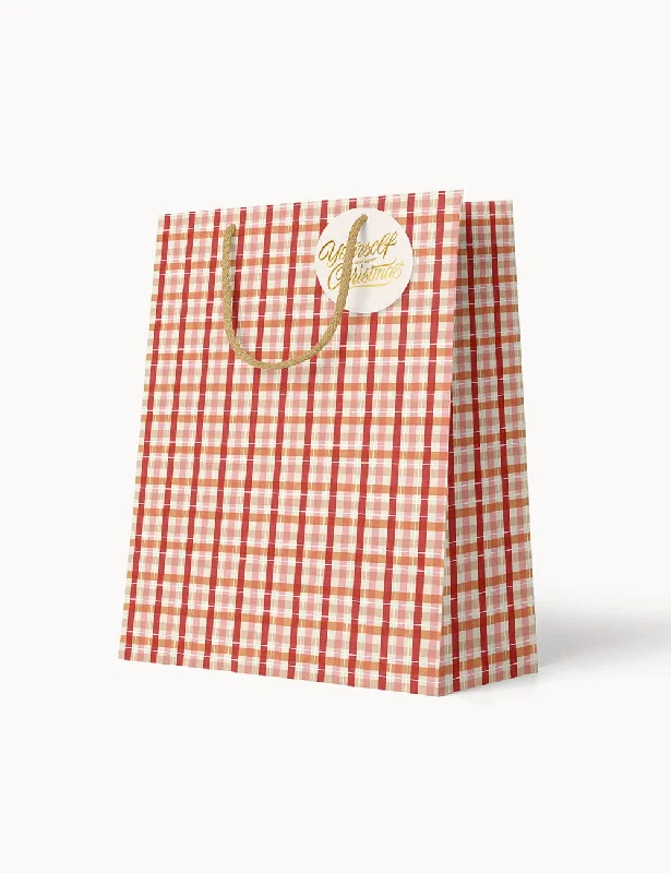 Christmas Morning Small Christmas Gift Bag - Christmas Tartan