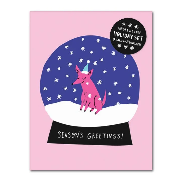 Christmas Gifts Snow Globe Holiday Greeting Card Set