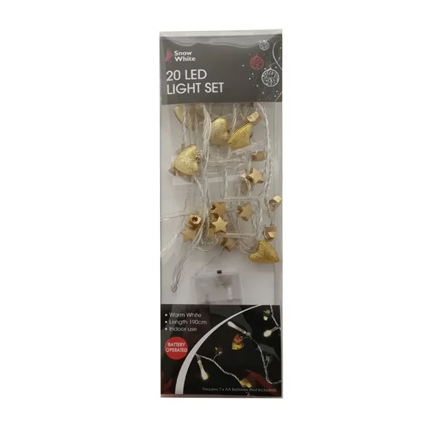Christmas Cocoa Snow White 20 LED Light Set Warm B/o