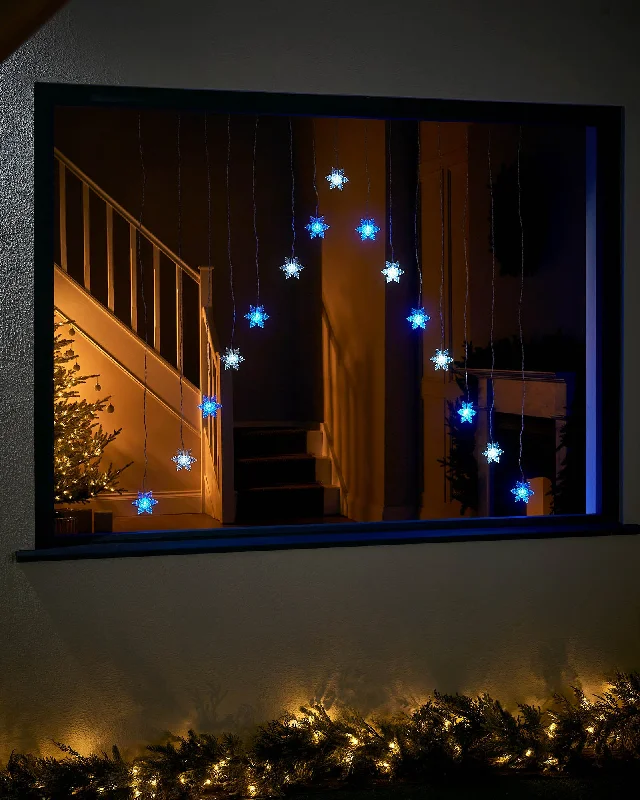 Christmas Holiday Songs Snowflake Curtain Net Light, Blue/White, 1.2 m