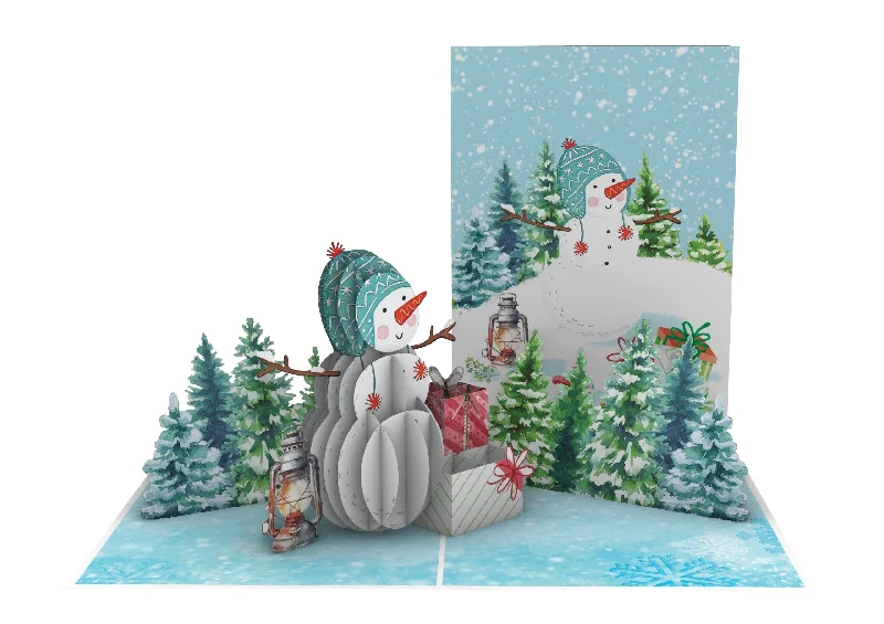 Christmas Tree Decorations Snowman with Gifts Pop-Up Card