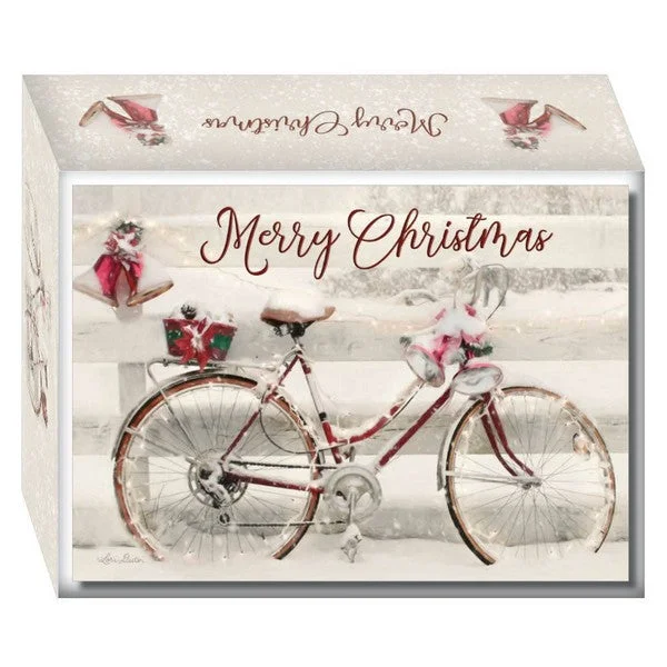 Christmas Tree Toppers Snowy Bike Boxed Christmas Cards