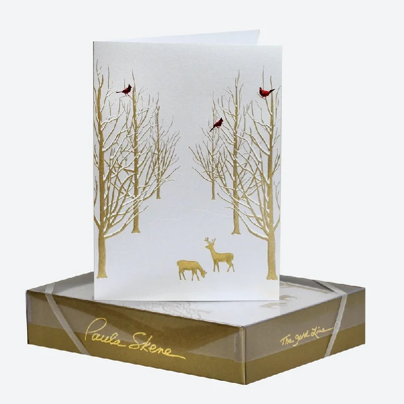 Christmas Tree Decorations Snowy Forest Holiday Note Cards, Set of 8