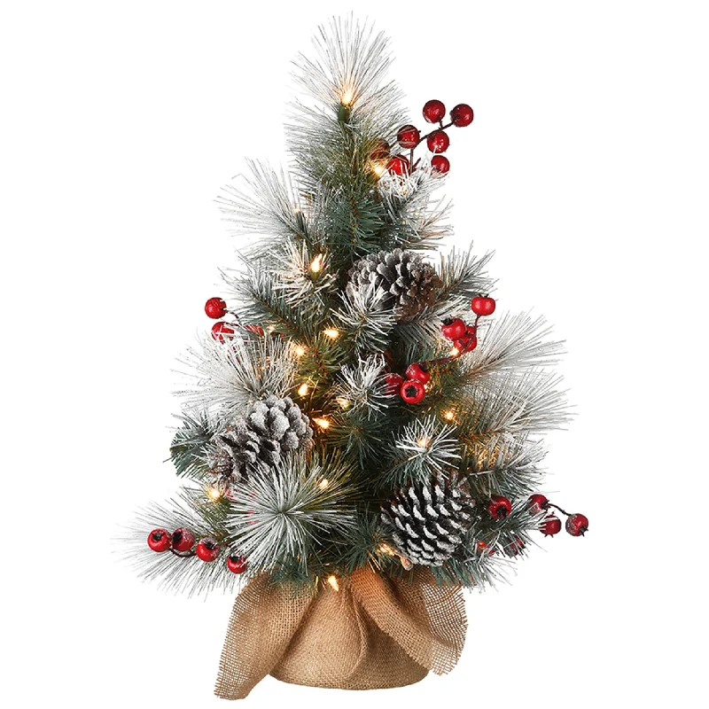 Christmas Cookies Recipe 2 ft. Snowy Glacier Pine Tree with Warm White LED Lights
