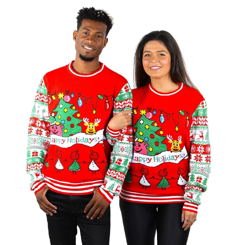 Christmas Star SOCAL LOOK Festive Ugliest Sweaters for Christmas - Red Pullover Cute Tacky Holiday Teens Funny Sweater for Big Boys & Girls