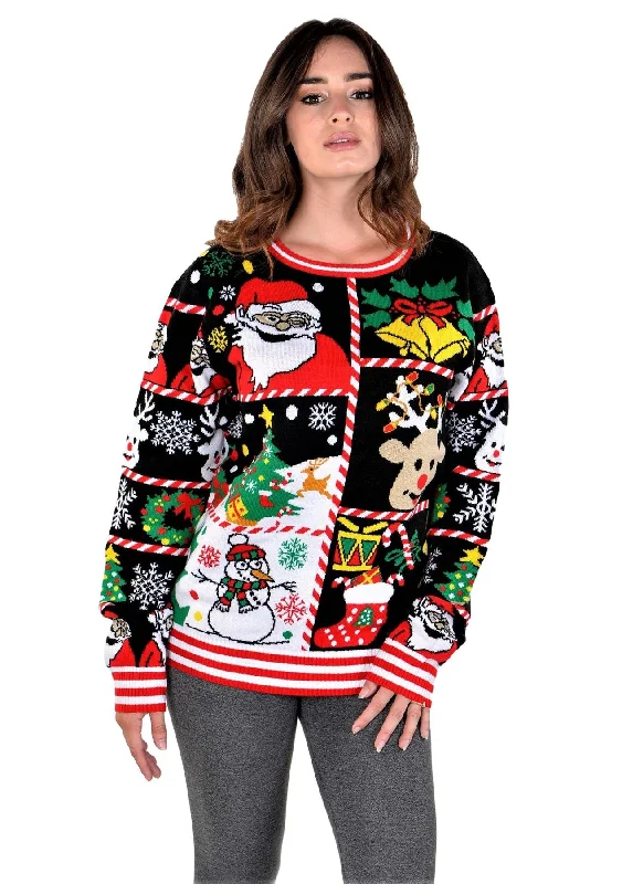 Christmas Cozy Ambience SOCAL LOOK Youth Ugly Christmas Sweater, Multicolor Long Sleeve Unisex Teen Festive Cute Santa Holiday Xmas Pullover for Big Boys and Girls