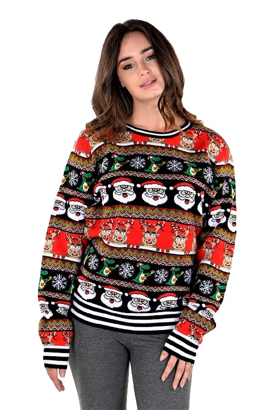 Christmas Jingle Bells SOCAL LOOK Multicolor Unisex Youth Festive Ugly Christmas Sweater Funny Cute Santa Holiday Xmas Pullover for Big Boys & Girls