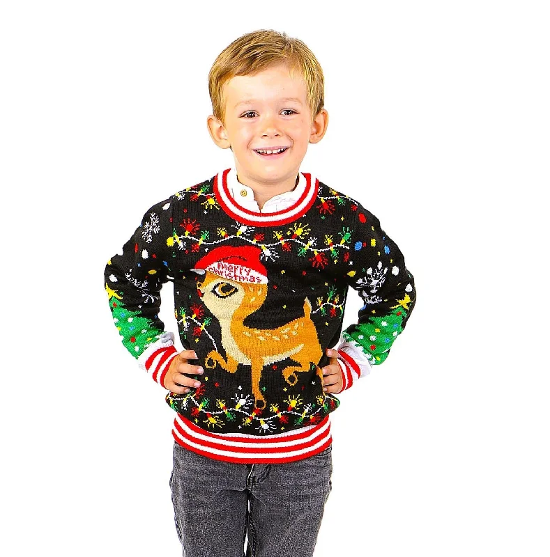 Christmas Advent Calendar SOCAL LOOK Kids Ugly Christmas Sweater, Black Long Sleeve Children Cute and Festive Reindeer Holiday Xmas Pullover for Boys & Girls