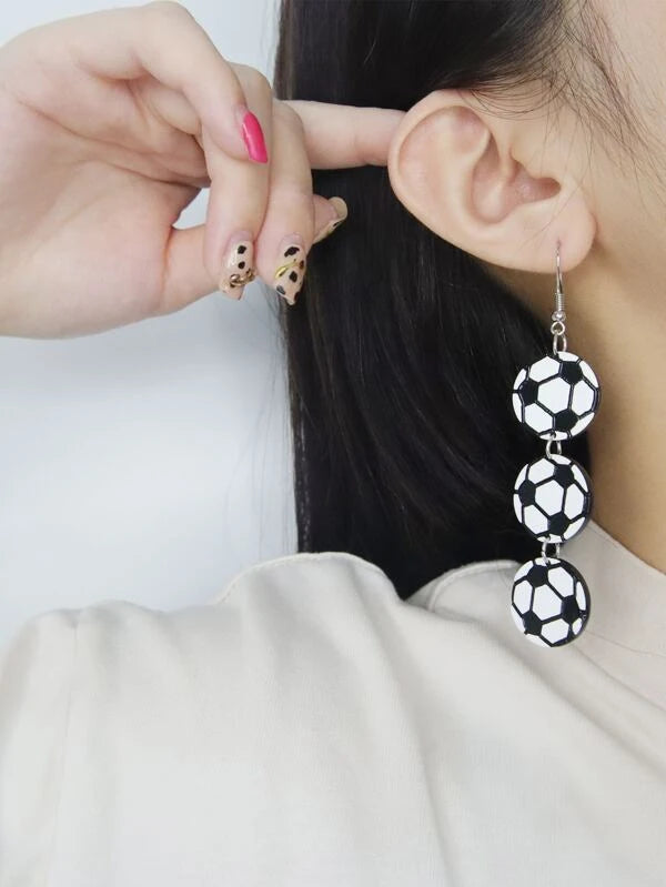 Christmas Tree Glitter Soccer Drop Style Earrings