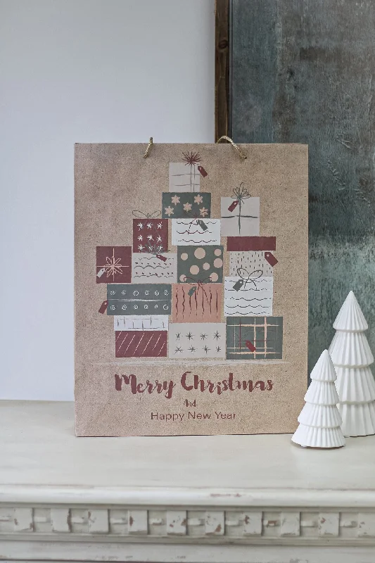 Christmas Winter Nights Stack of Gifts Merry Christmas Gift Bag