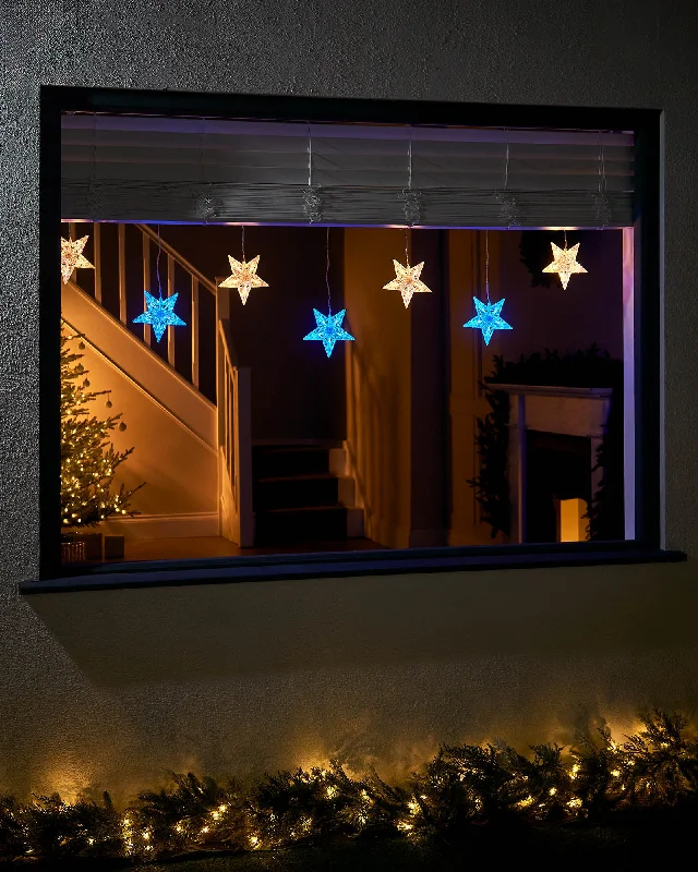 Christmas Red And Green Flashing Star Curtain Net Light, 2.2 m