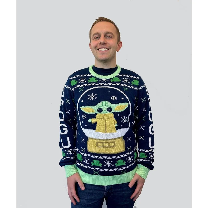 Christmas Pinecones Star Wars: The Mandalorian Grogu Snow Globe Ugly Christmas Holiday Sweater Christmas Pinecones Star Wars: The Mandalorian Grogu Snow Globe Ugly Christmas Holiday Sweater