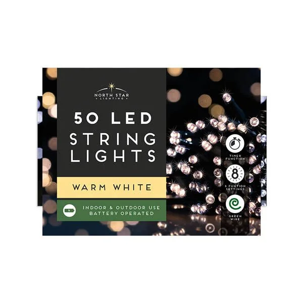Christmas Handmade Decorations String Lights 50 Led B/o Warm White