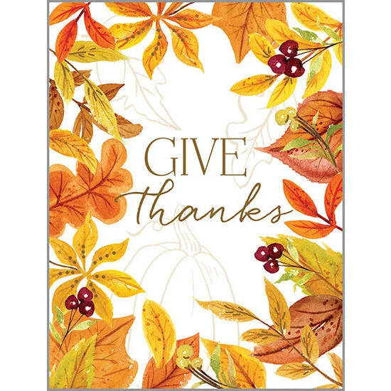 Christmas Holiday Songs Thanksgiving card 3 pack - Leaf Border