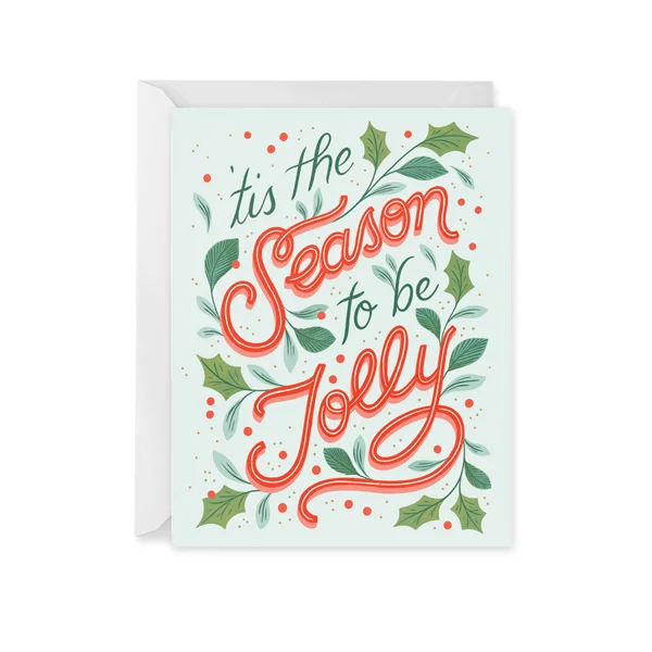 Santa Claus Tis The Season to Be Jolly Holiday Card