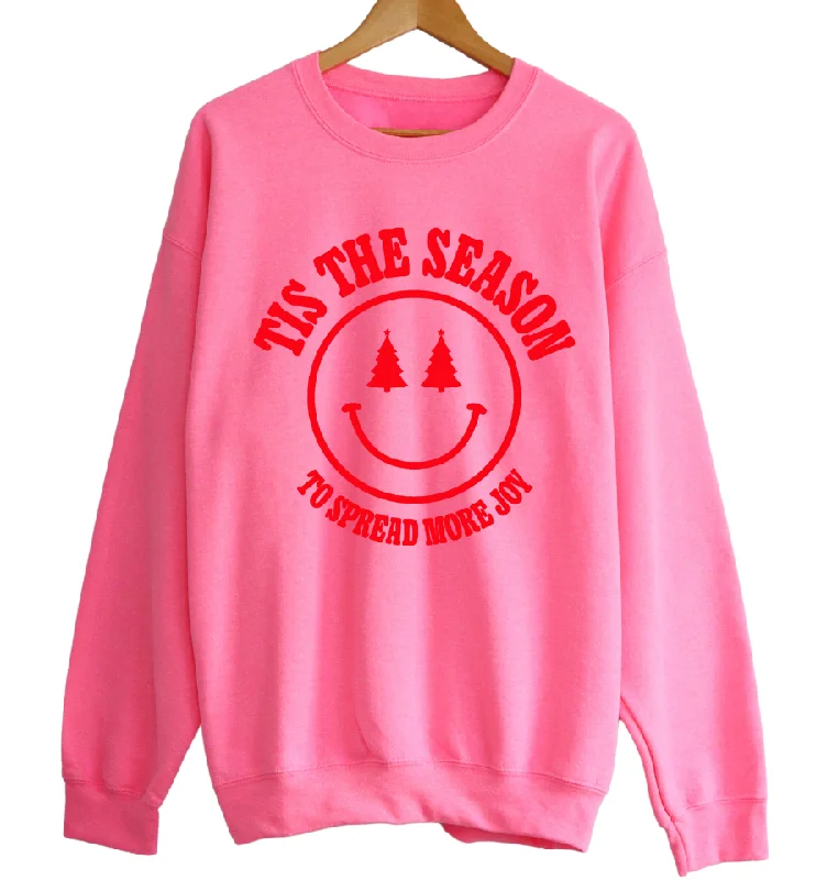 Christmas Cookies TIS THE SEASON TO SPREAD MORE JOY Unisex Pullover - Neon Pink