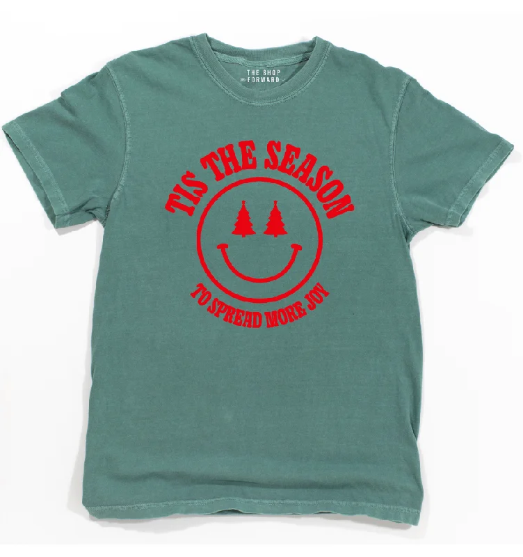 Christmas Market TIS THE SEASON TO SPREAD MORE JOY Unisex Tee - Vintage Forest Green