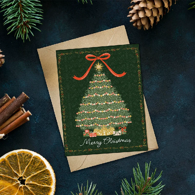 Christmas Snowfall Tree and Gifts Card