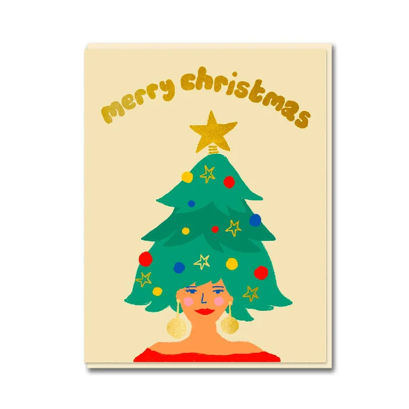Christmas Ornaments Christmas Tree Hair Holiday Greeting Card