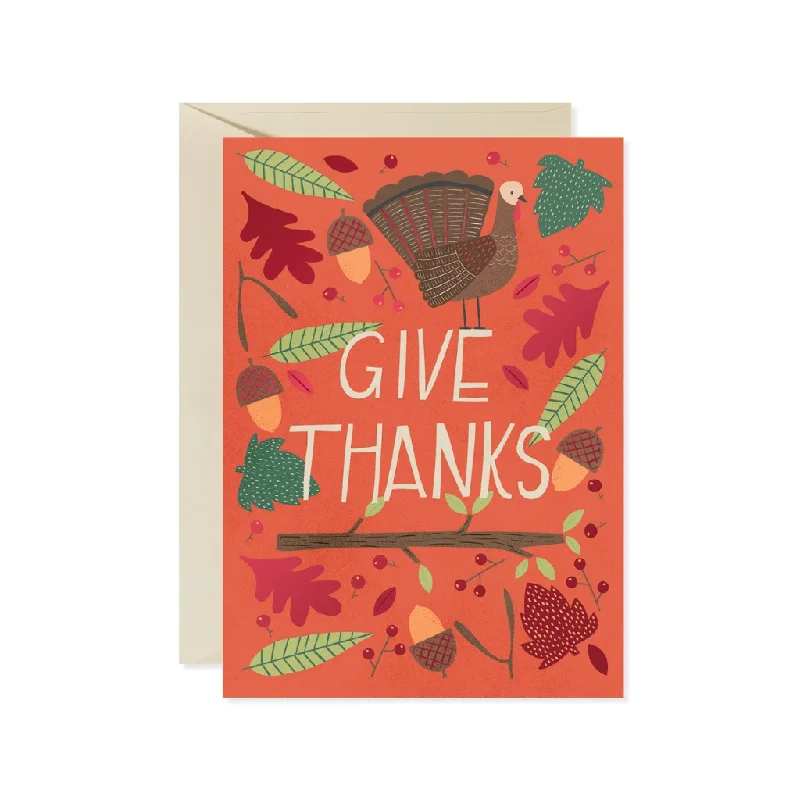 Christmas Fireplace Decor Turkey And Woodland Icons Thanksgiving Card