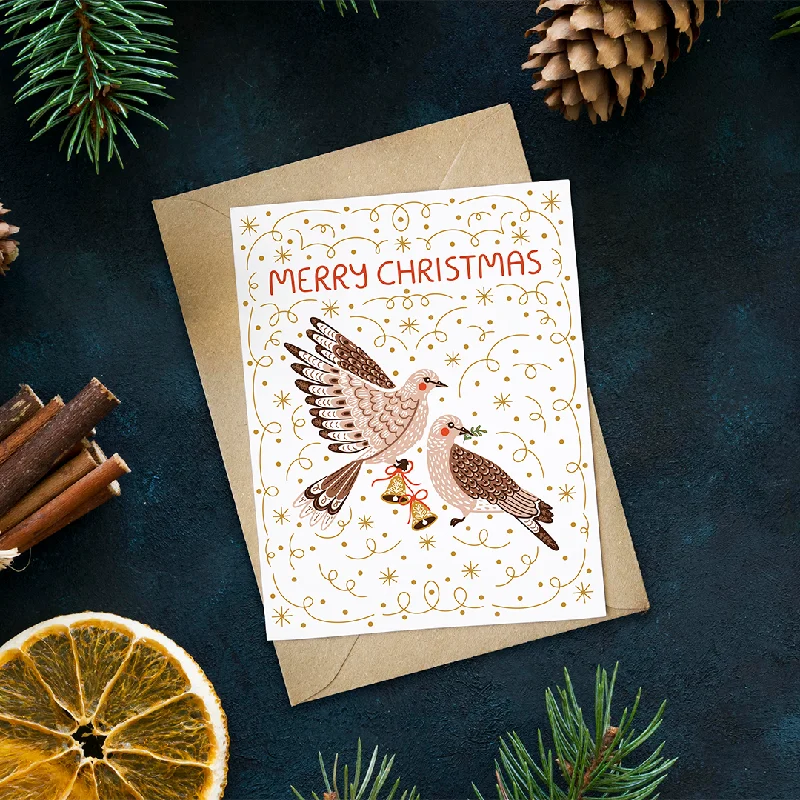 Christmas Holiday Fun Turtle Doves Card