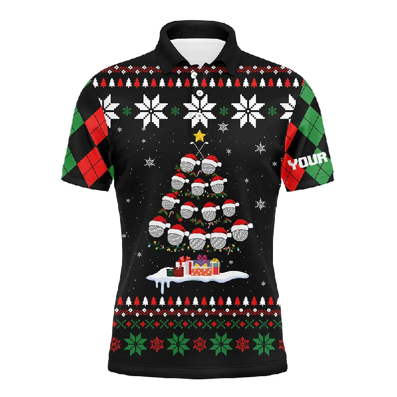 Ugly Christmas argyle pattern Men golf polo shirt custom golf ball christmas tree Xmas Gift For Golfer NQS6751 Ugly Christmas argyle pattern Men golf polo shirt custom golf ball christmas tree Xmas Gift For Golfer NQS6751