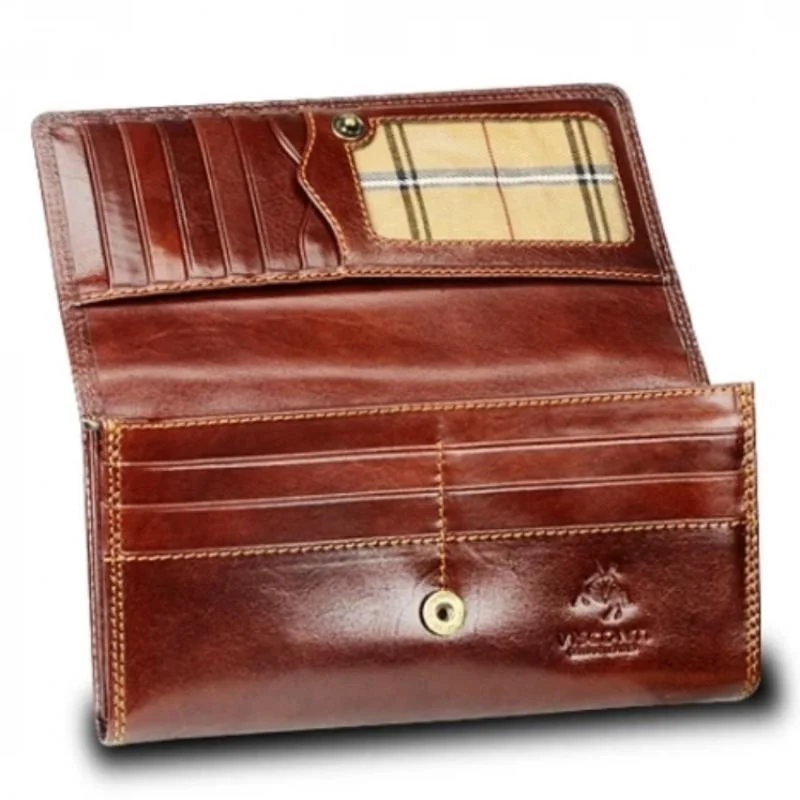 Christmas Handmade Gifts Personalised Italian Brown Leather Purse - Visconti Monza MZ10 Florence