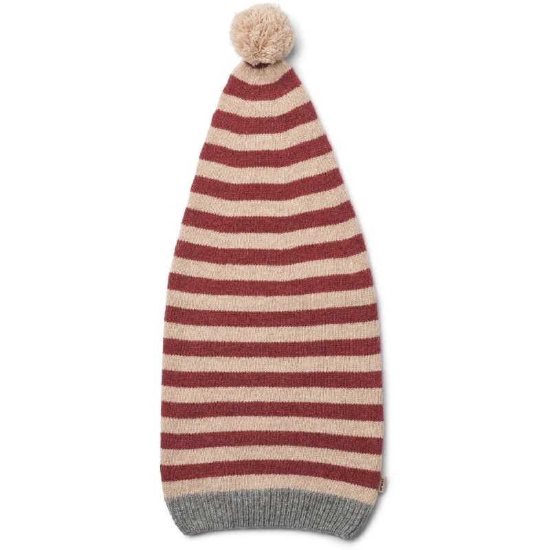 Christmas Jolly Vibes Wheat Red Stripe Knitted Christmas Hat