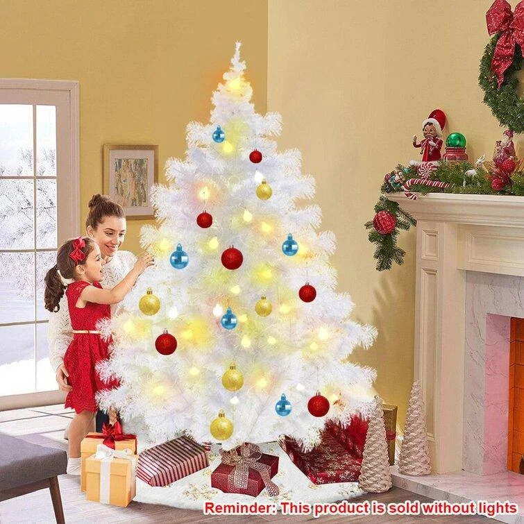 Christmas Wrapped Gifts White Artificial Christmas Tree, 7Ft Full Tree, With Metal Stand Christmas Wrapped Gifts White Artificial Christmas Tree, 7Ft Full Tree, With Metal Stand