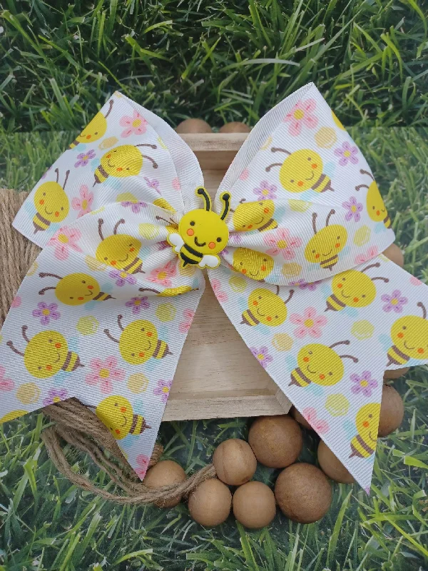 Christmas Tree White Bee Patterned Hair Accessory w/ Bumble Bee Detail