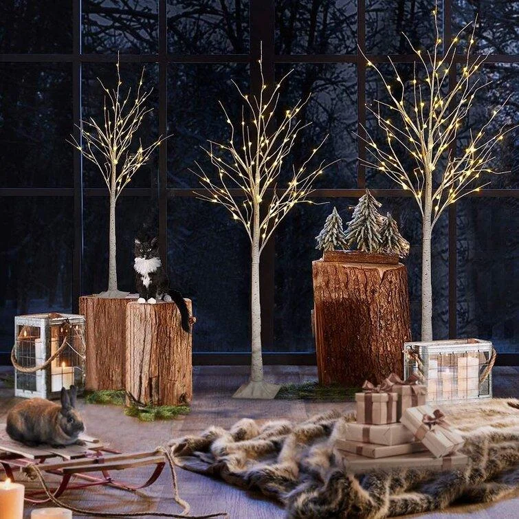 Christmas Music White Cedar Artificial Christmas Tree Set
