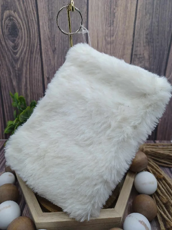 Christmas Snowman White Fuzzy Zipper Bag