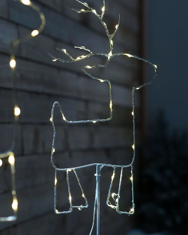 Christmas Candy Canes Set of 2 Reindeer Pathway Stake Lights, 1 m