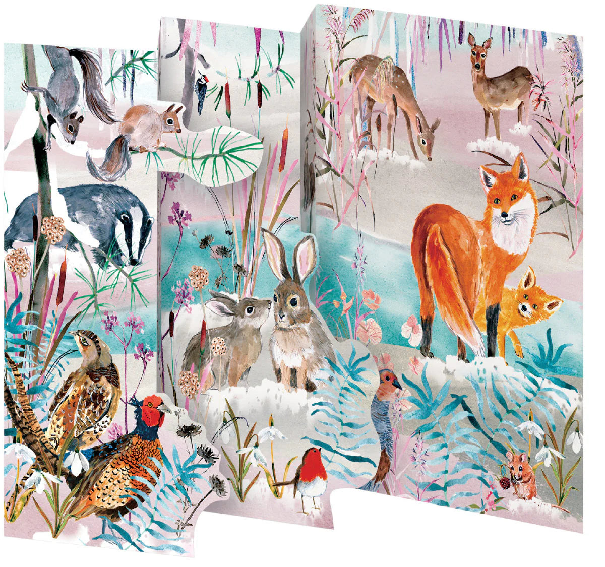 Christmas Snowflakes Wild Winter's Song Fox Tri-fold Card Pack of 5