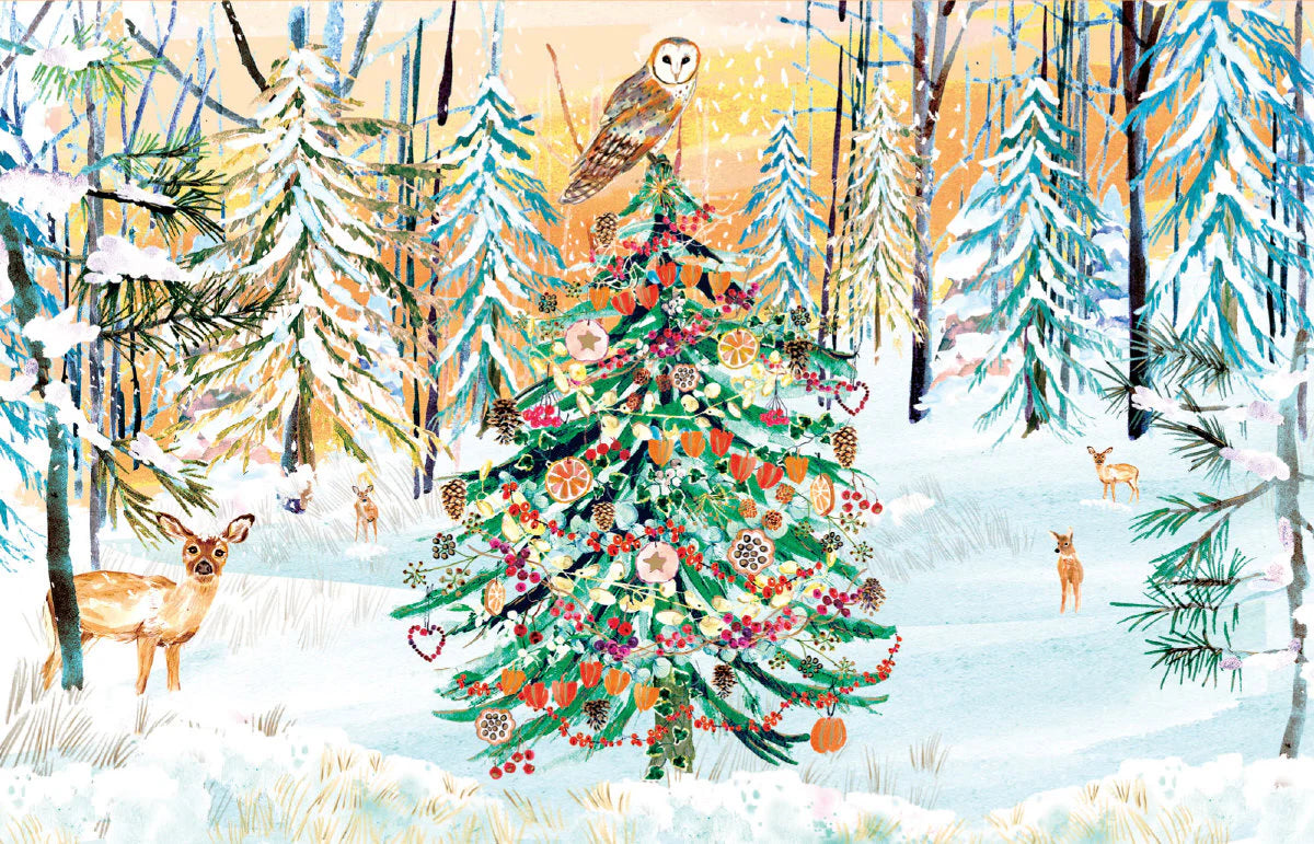 Christmas Celebration Wild Winter's Song Tree Gold Foil Card Pack of 8