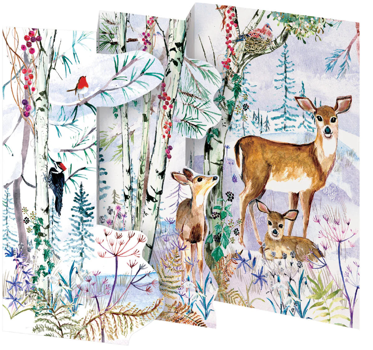 Christmas Cheer Wild Winter's Song Deer Tri-fold Card Pack of 5