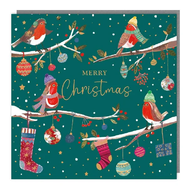 Christmas Handmade Decorations Winter Robins Holiday Card Pack | Set of 5