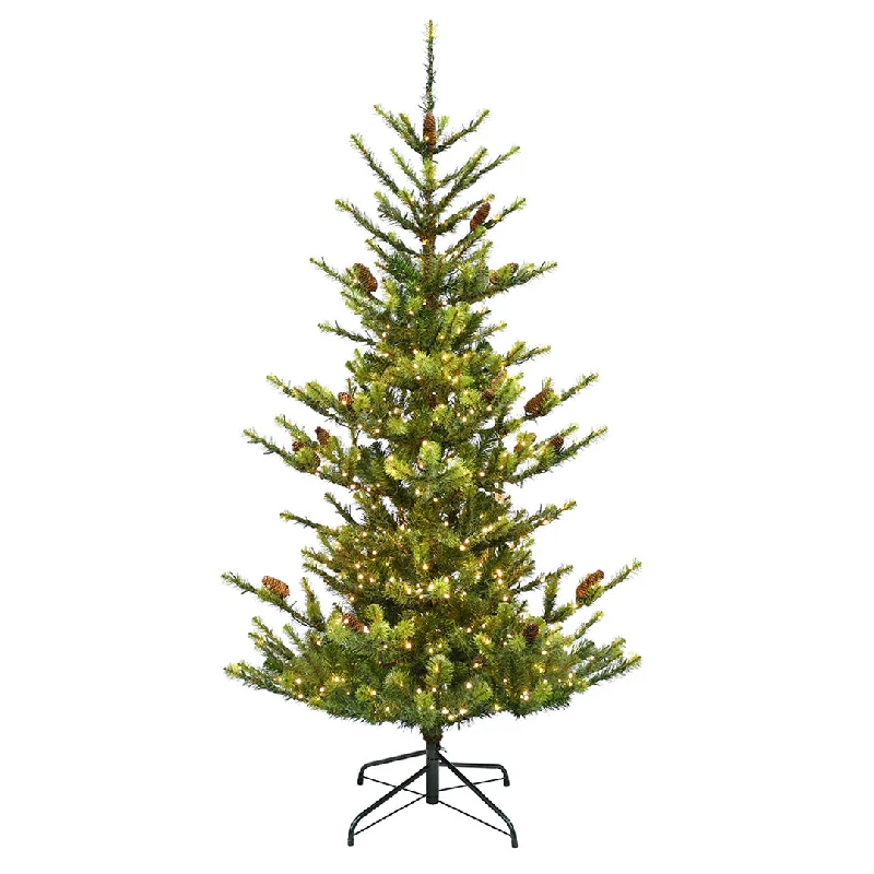 Christmas Pajamas Pre-Lit Winter Village Mixed Pine Tree, 6'
